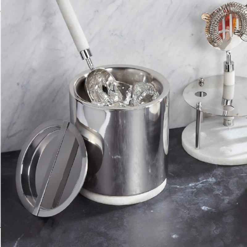 Stainless Steel and Marble Ice Bucket