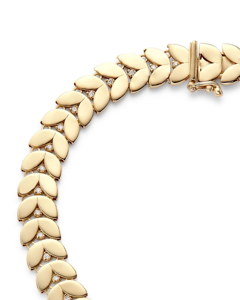 14K Yellow Gold Diamond Chevron Link Bracelet