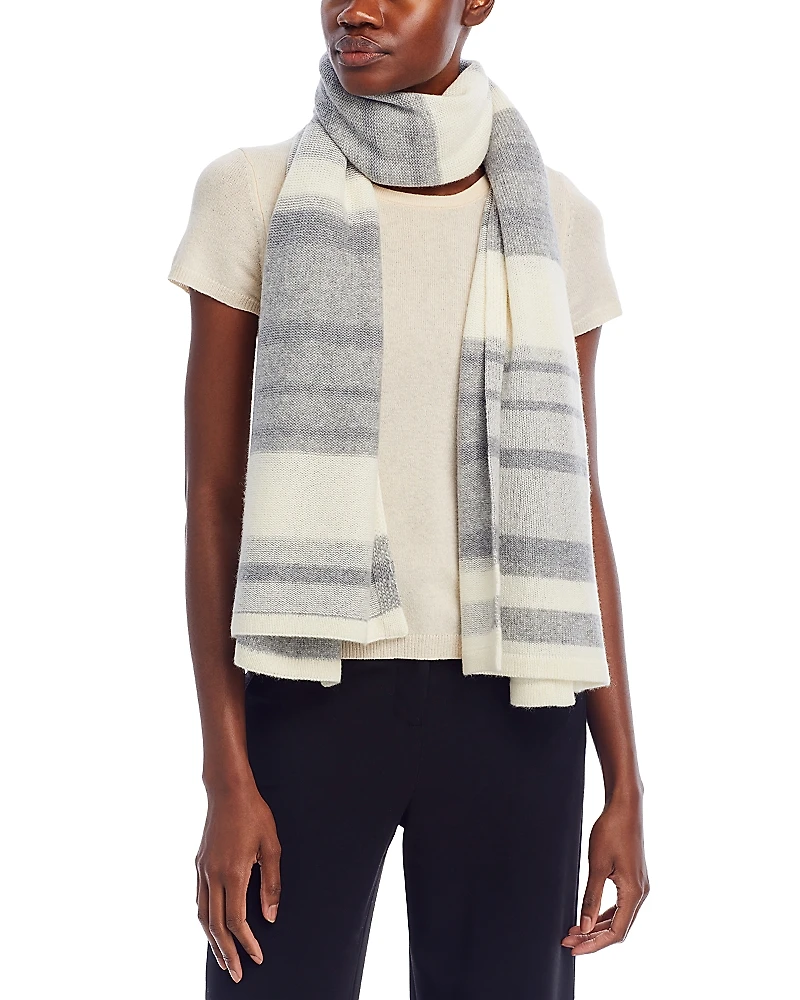 C by Bloomingdale's Cashmere Luxe Striped Knit Wrap - Exclusive