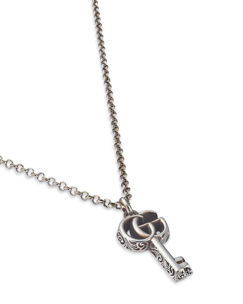 Sterling Silver Marmont Interlocking G Key Pendant Necklace, 19.5"