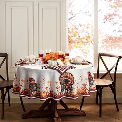 Elrene Home Fashions Autumn Heritage Turkey Engineered Tablecloth