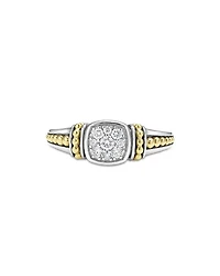 18K Yellow Gold & Sterling Silver Rittenhouse Diamond Cluster Caviar Bead Ring