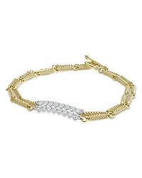 18K White & Yellow Gold Signature Caviar Diamond Bezel Two Row Bracelet
