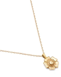 14K Yellow Gold Flower Pendant Necklace