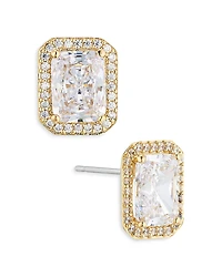 Nadri Emerald Cut Halo Stud Earrings