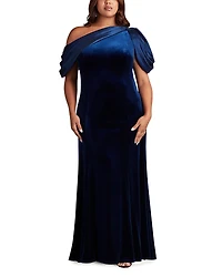 Tadashi Shoji Plus Copley Shoulder Drape Velvet Gown