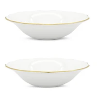 Amelie Brushed Gold 9" Soup Pasta Bowl, Set of 2