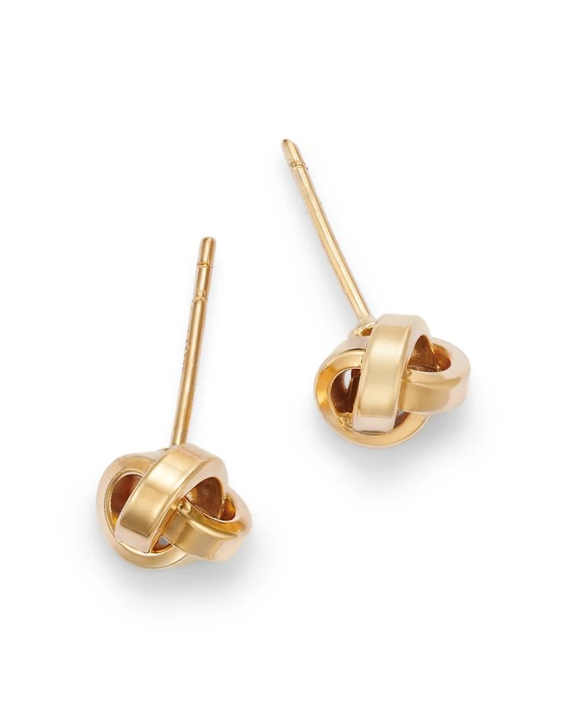 14K Yellow Gold Love Knot Stud Earrings