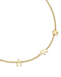 14K Yellow Gold Itty Bitty Symbols Luck Link Bracelet