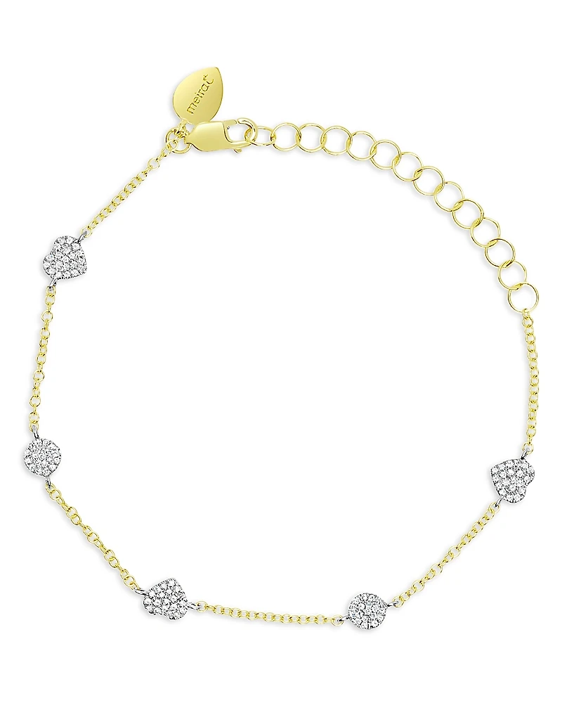 Meira T 14K White & Yellow Gold Diamond Heart Cluster Link Bracelet