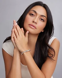 Sterling Silver Signature Caviar Lattice Ball Bracelet