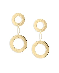 L. Klein 18K Yellow Gold Como Hammered Circle Double Drop Earrings