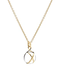 L. Klein 18K Yellow Gold Prisma Crystal Quartz 14mm Pendant Classic Chain Necklace, 16-18