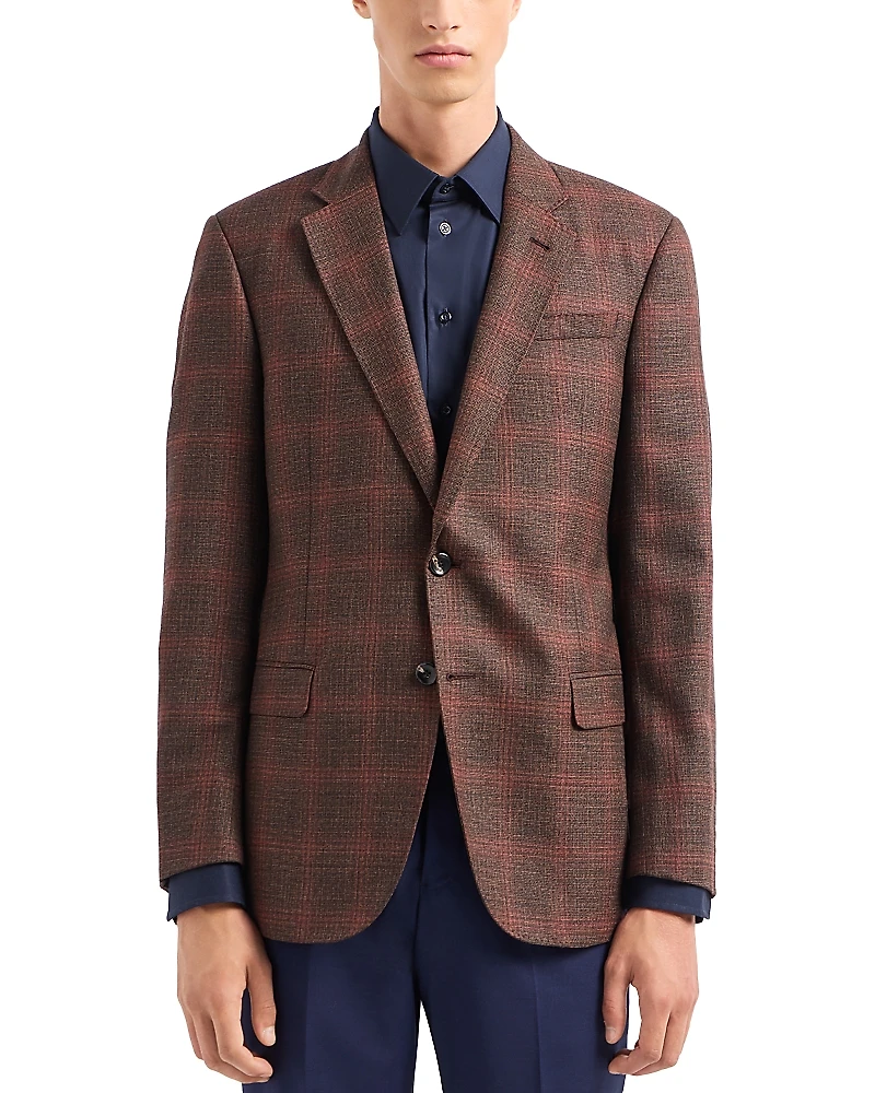 Emporio Armani Plaid Single Breasted Blazer