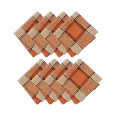 Elrene Home Fashions Autumnal Harvest Plaid Napkins, Set of 8