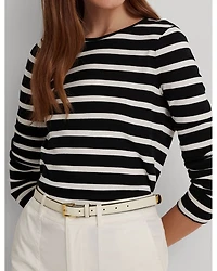 Cotton Long Sleeve Striped Tee
