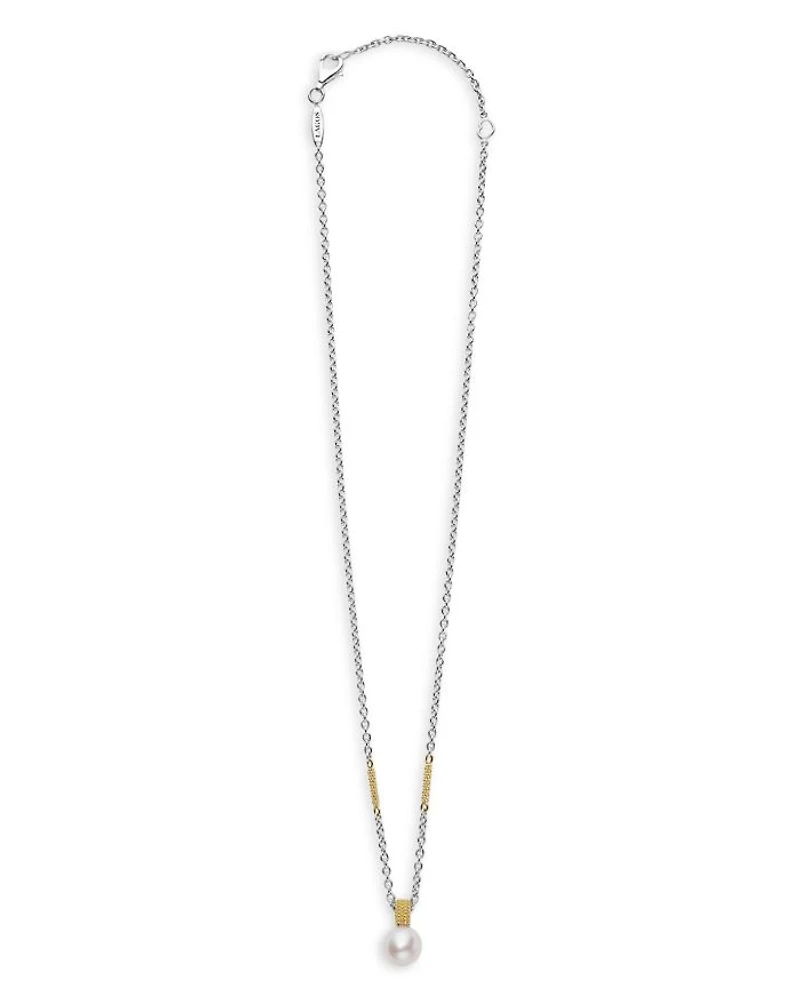 18K Yellow Gold & Sterling Silver Luna Cultured Freshwater Pearl Pendant Necklace, 16-18"