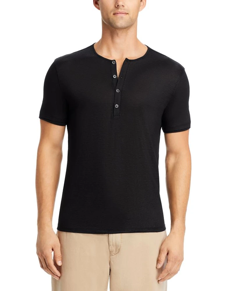 Linen Short Sleeve Henley