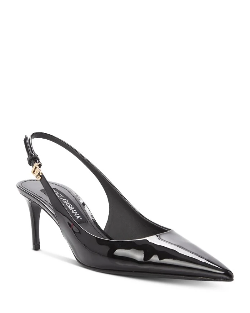 Women's Glossy Pointed Toe Slingback Pumps