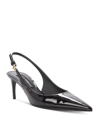 Women's Glossy Pointed Toe Slingback Pumps