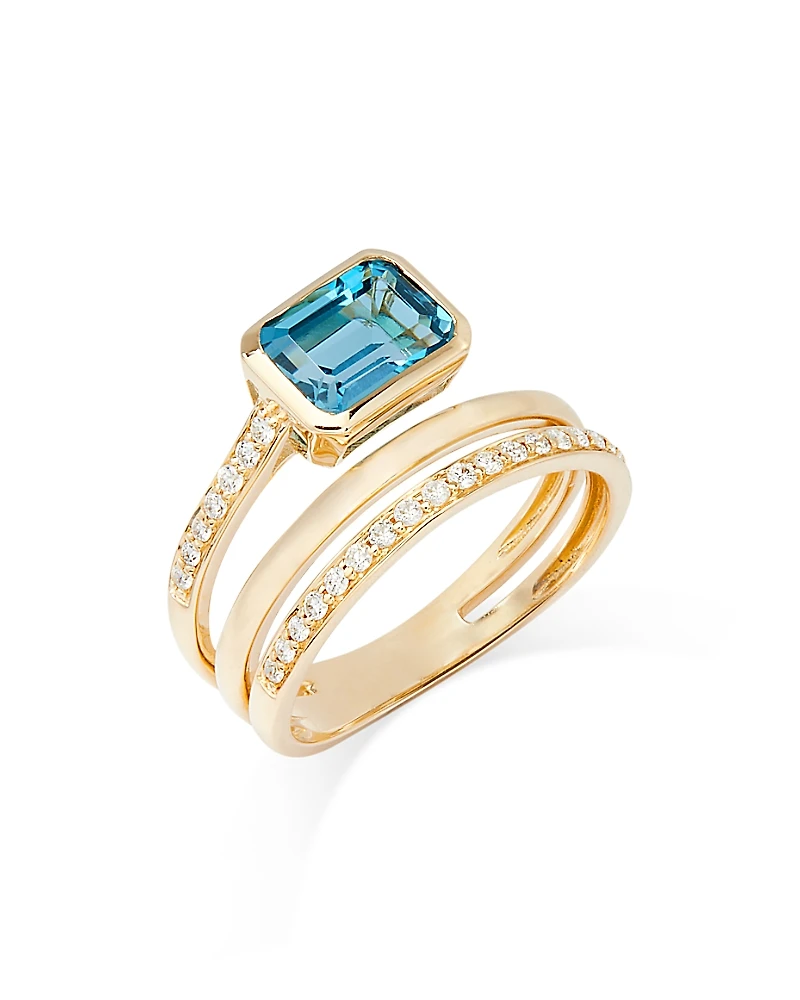 Bloomingdale's Fine Collection London Blue Topaz & Diamond Wrap Ring