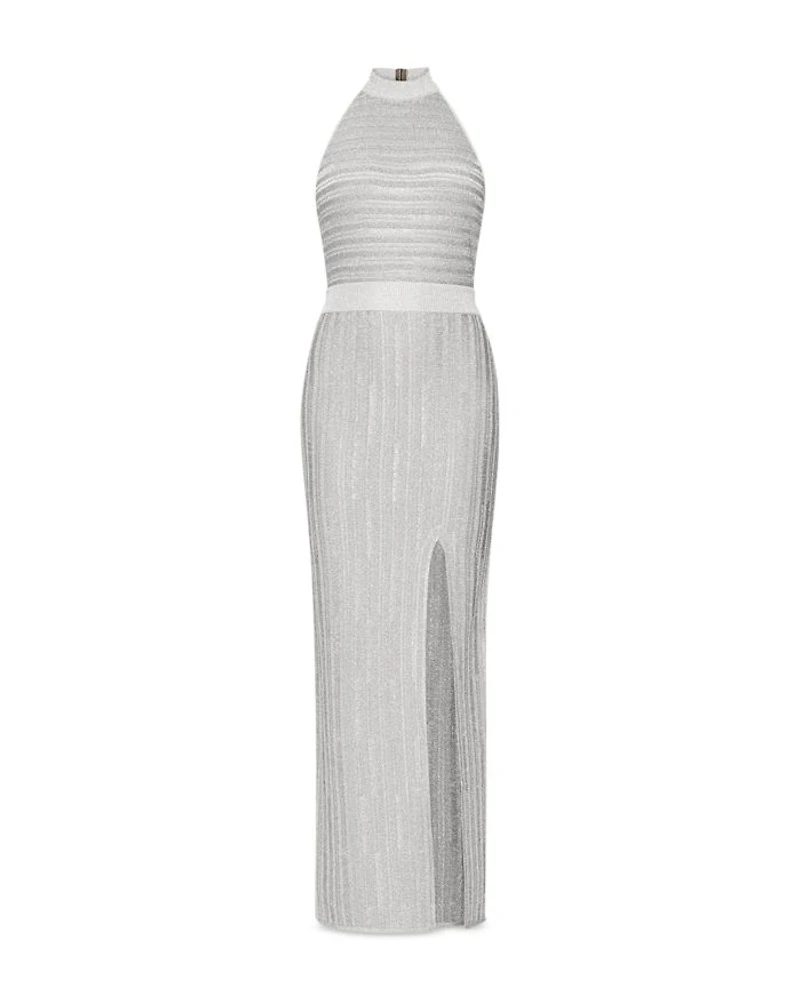 Halter Eyelash Knit Gown