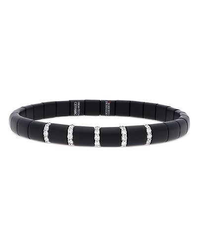 Roberto Demeglio 18K White Gold & Black Ceramic Diamond Bar Bracelet