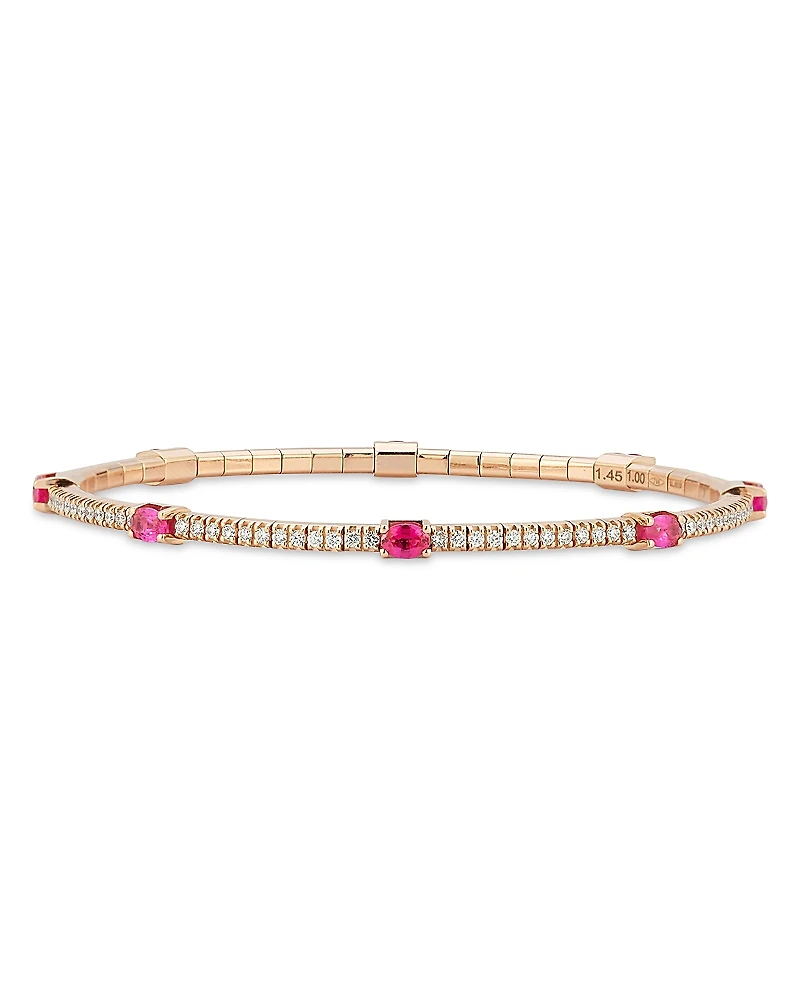 Extensible Oval Ruby & Diamond Stretch Tennis Bracelet