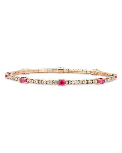 Extensible Oval Ruby & Diamond Stretch Tennis Bracelet