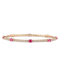 Extensible Oval Ruby & Diamond Stretch Tennis Bracelet