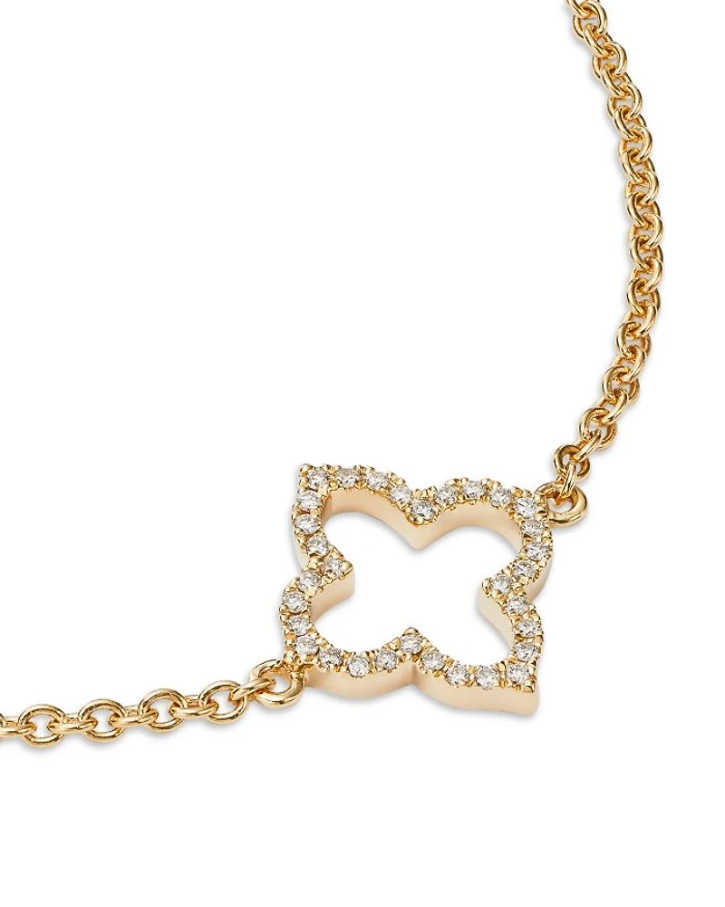 Diamond Clover Station Collection Bracelet 14K Gold, 0.38 tcw