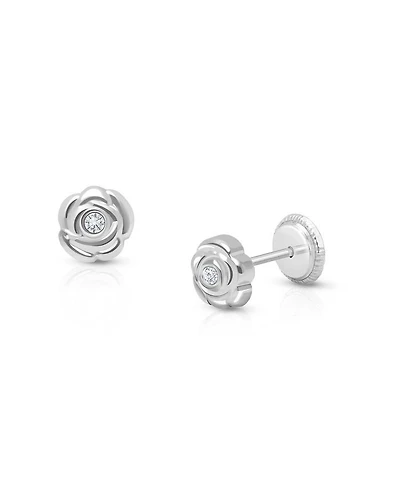 Girls' 14K Gold Blushing Rose Studs Screw Back Earrings - Baby, Little Kid, Big Kid