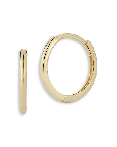 14K Yellow Gold Thin Polished Huggie Hoop Earrings