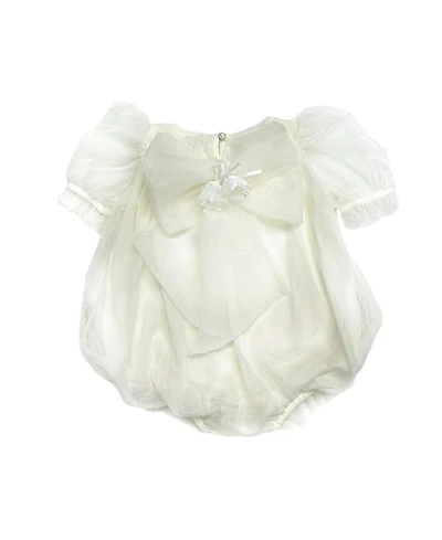 Petite Maison Kids Unisex Bella Buttermilk Tulle Romper with Faux Pearl Beading