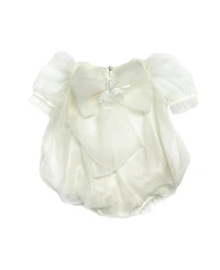 Petite Maison Kids Unisex Bella Buttermilk Tulle Romper with Faux Pearl Beading