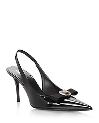 Versace Women's Gianni Ribbon 85 mm Slingback Pumps