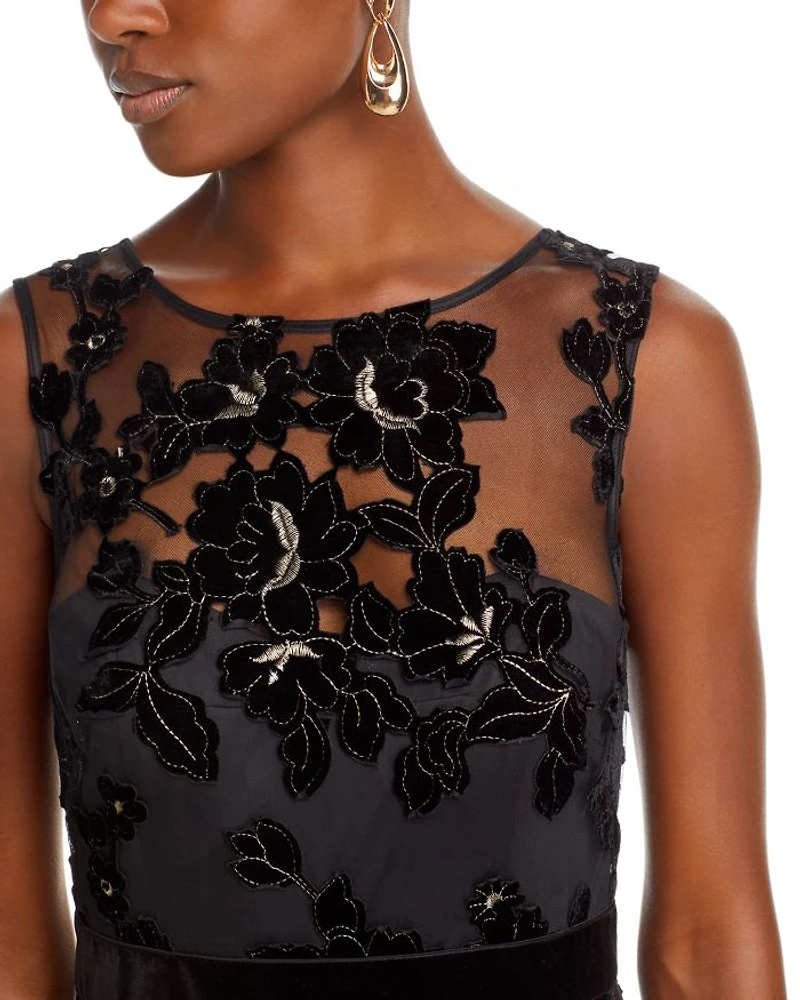 Flocked Tulle Gown