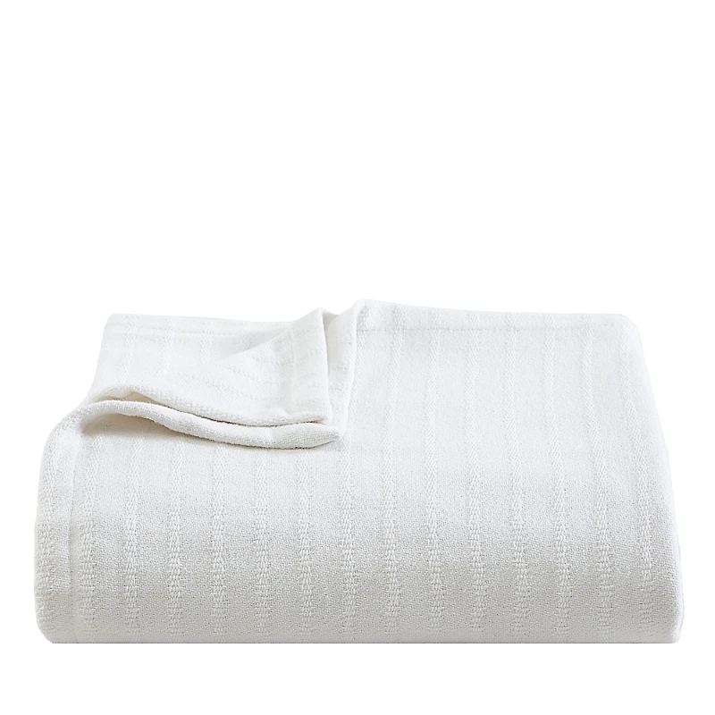Vera Wang All Over Rib White Cotton Blanket
