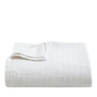 Vera Wang All Over Rib White Cotton Blanket