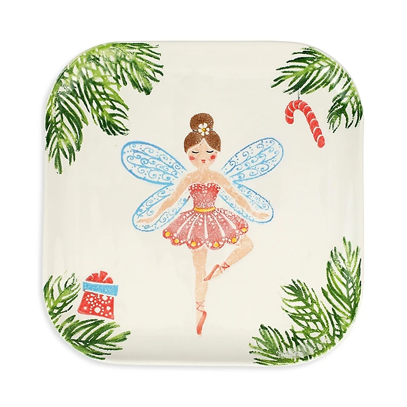 Vietri Nutcrackers Sugar Plum Fairy Square Platter