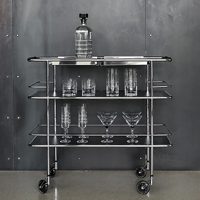 Orrefors 53 Piece Street Bar Cart and Glassware Set