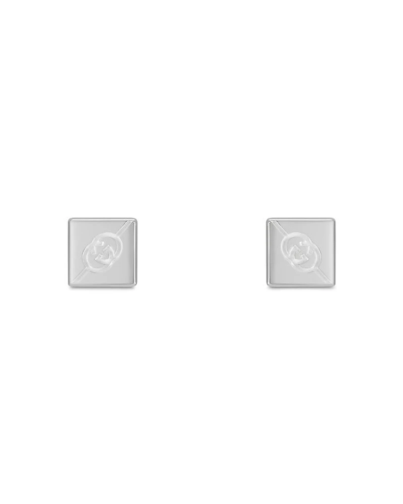 Sterling Silver Diagonal Interlocking G Stud Earrings