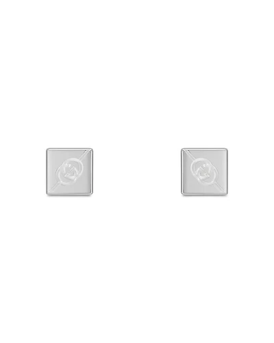 Sterling Silver Diagonal Interlocking G Stud Earrings