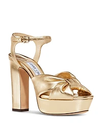 Jimmy Choo Women's Heloise 120 Metallic Leather High Heel Platform Sandals