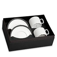 L'Objet Soie Tresse Black Tea Cup & Saucer Service for 2
