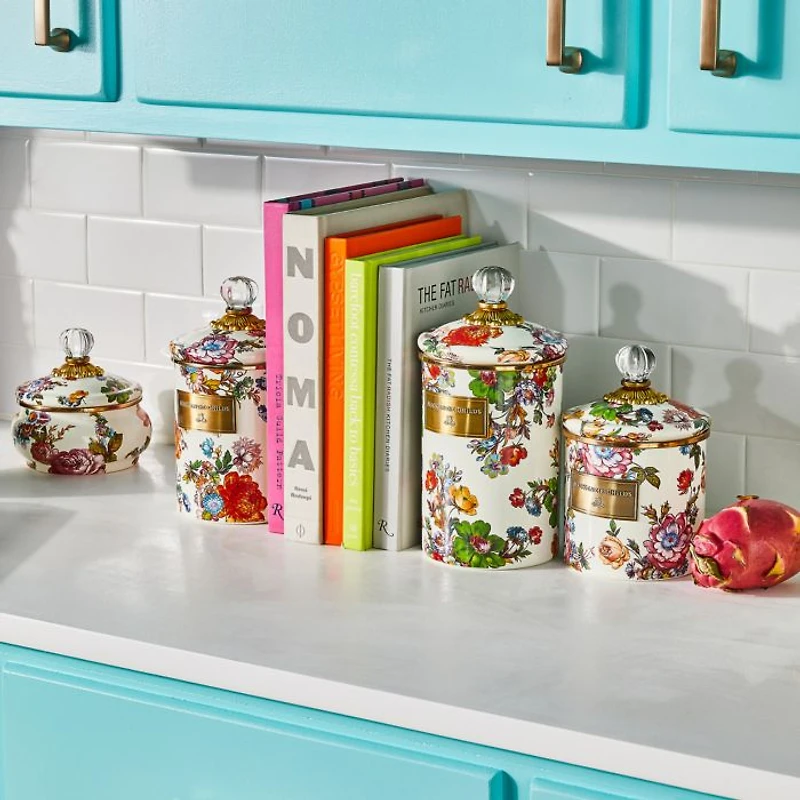 Flower Market Small Canister, White