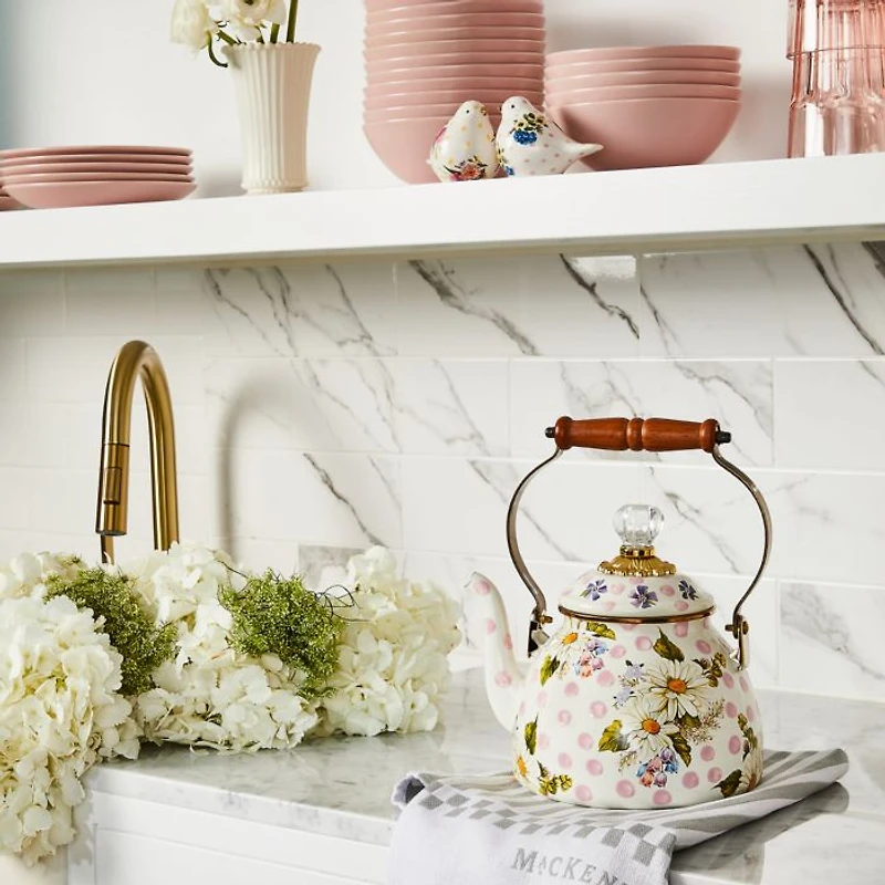 Wildflowers Enamel Tea Kettle, 2-Qt.