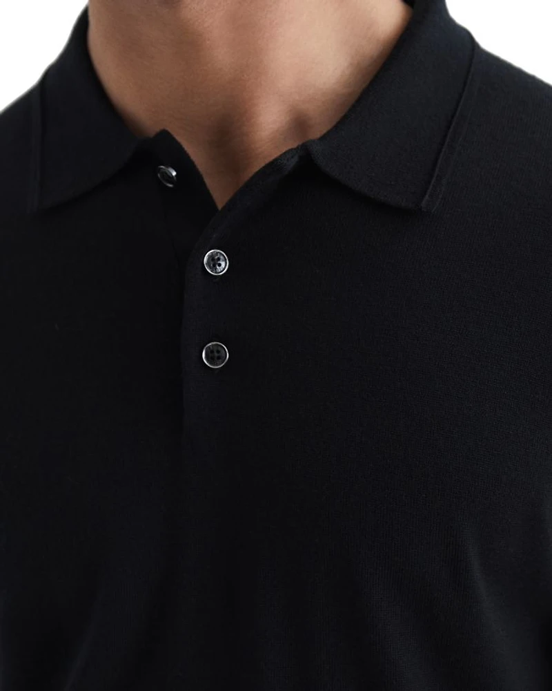 Trafford Merino Wool Slim Fit Long Sleeve Polo Shirt