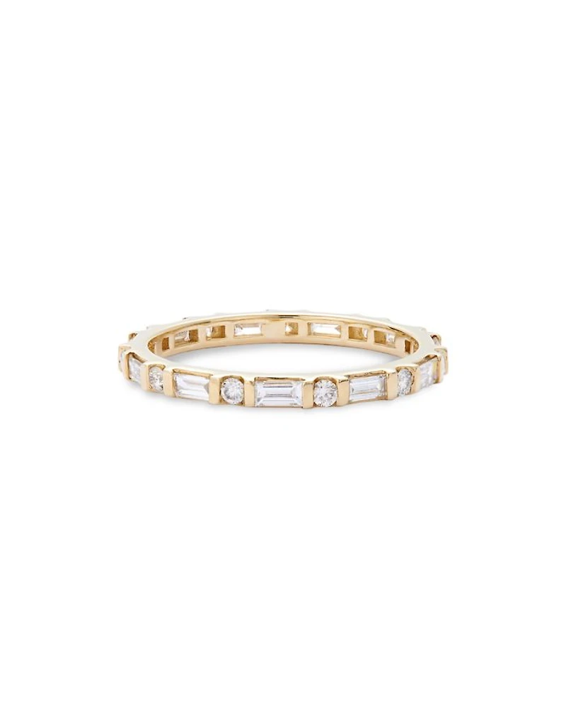 Diamond Baguette & Round Eternity Band in 14K Yellow Gold, 0.70 tcw