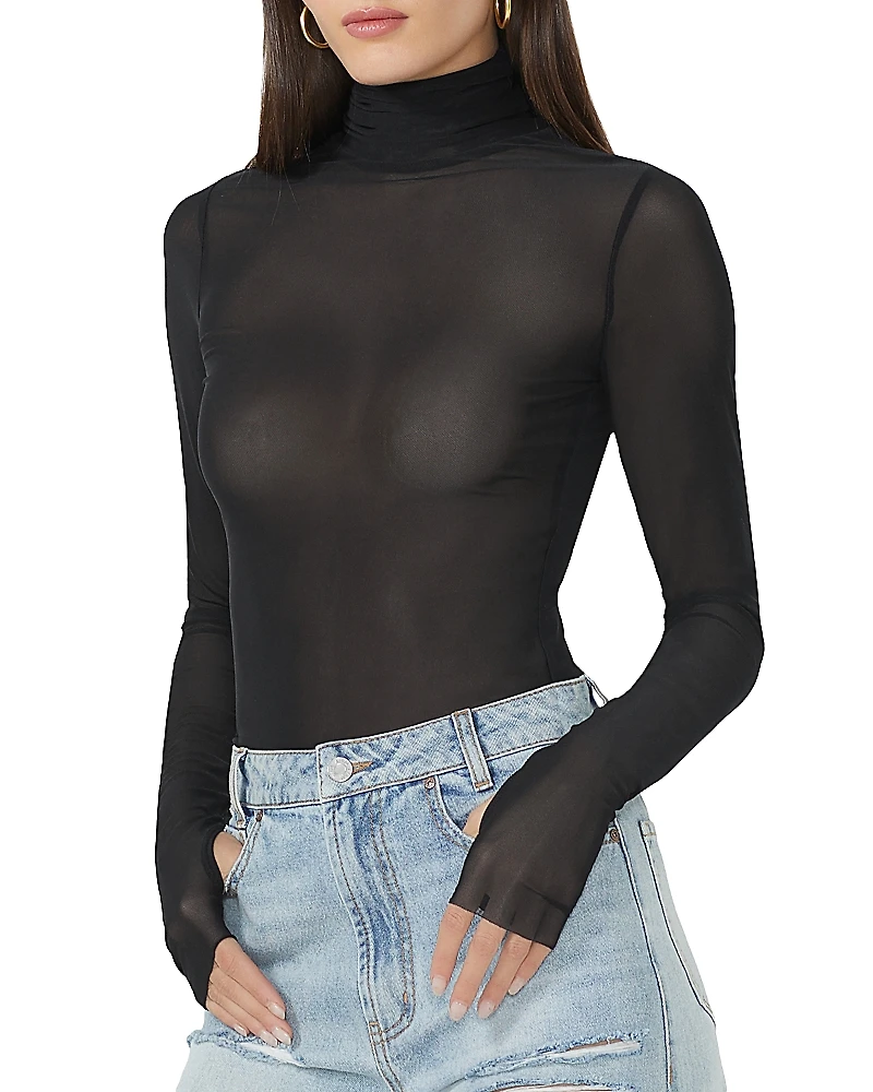Afrm Zadie Mesh Turtleneck Top